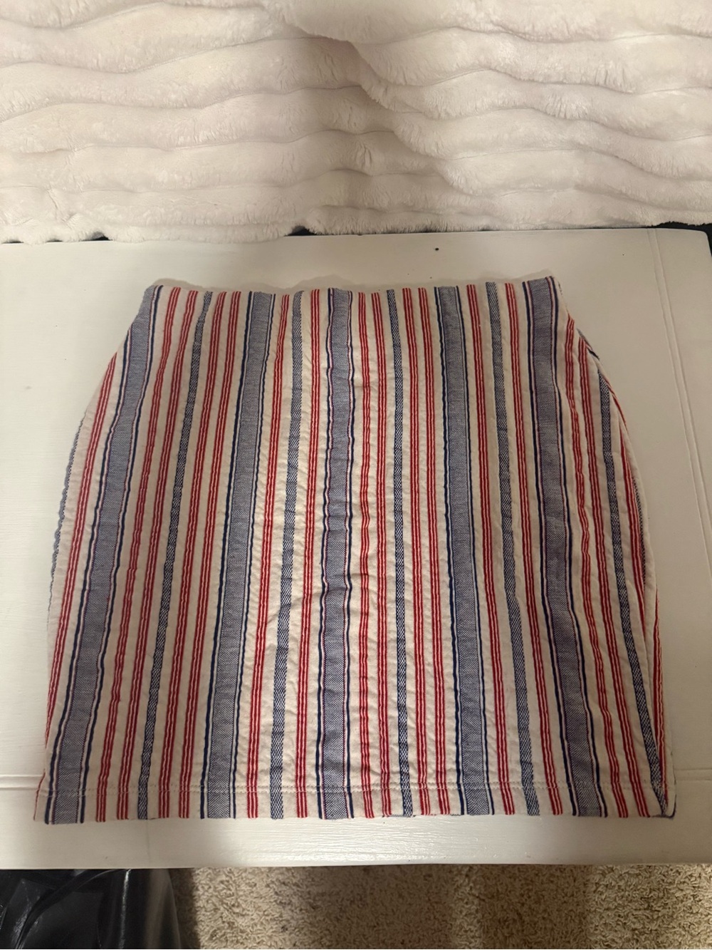 Zara Red, Blue and White Striped Mini Skirt